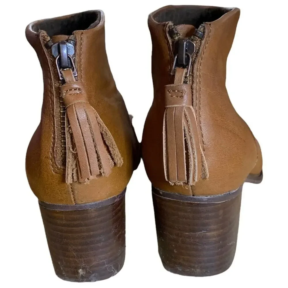 Toms Leila‎ booties shoes chestnut brown leather uppers ankle boots Size 7.5 - Picture 9 of 10